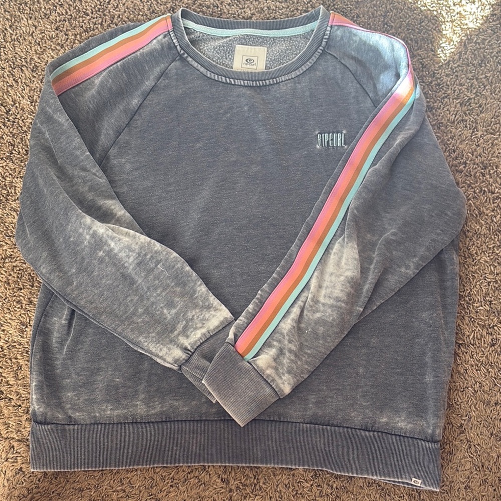 Superdry Gray Sweater with Rainbow Stripes